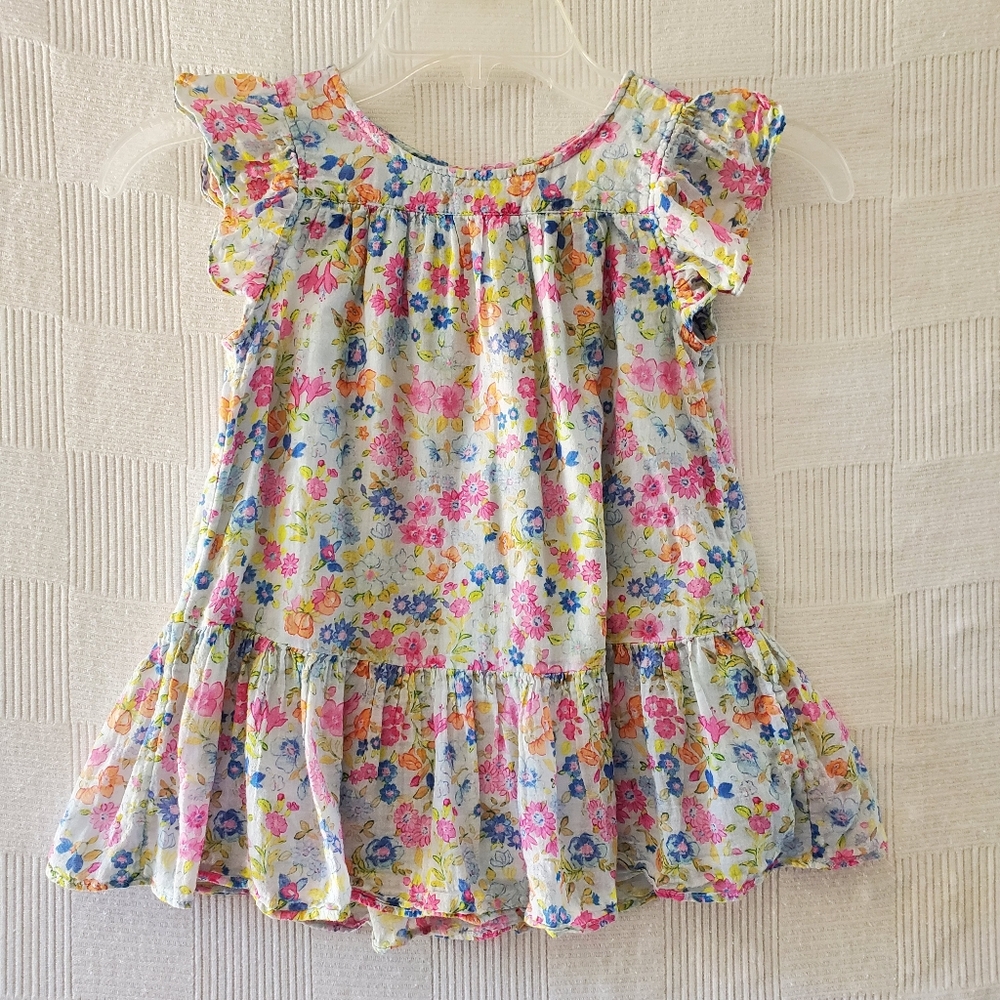 LoveShackFancy Girls Floral Ruffled Dress - Pink, Blue, Yellow